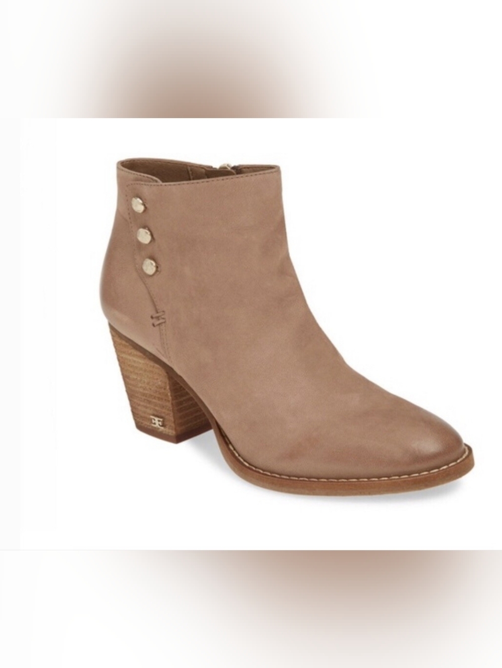 Sam Edelman Mariella Suede Leather Taupe Heeled Ankle Booties - Size 9.5